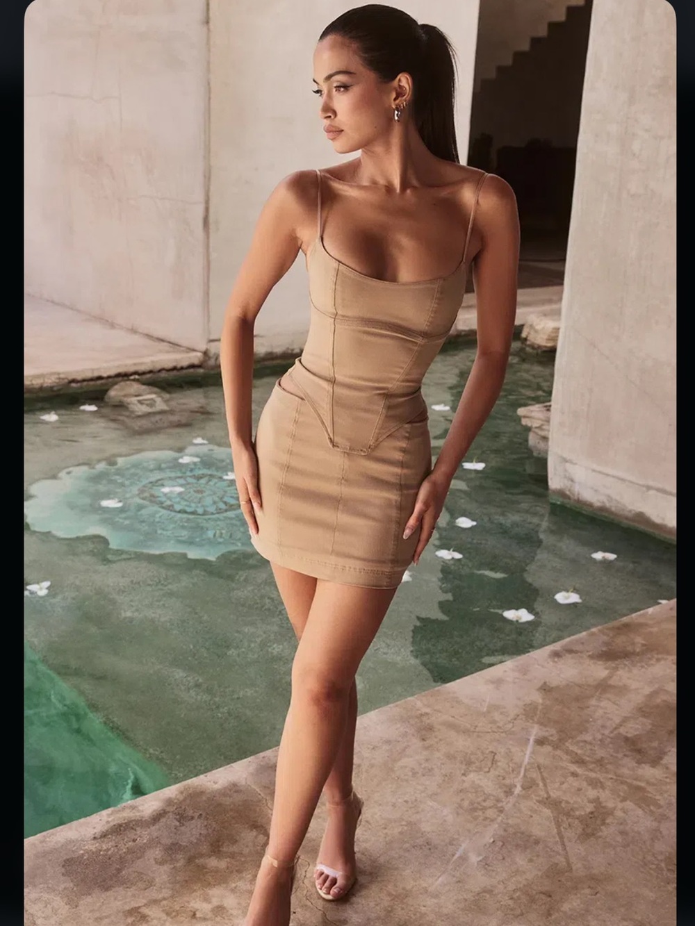 Tan Corset & Mini Skirt  Set